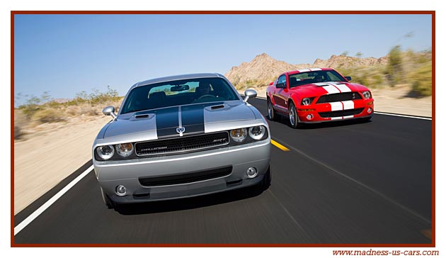 Dodge Challenger SRT-8 et Shelby GT500