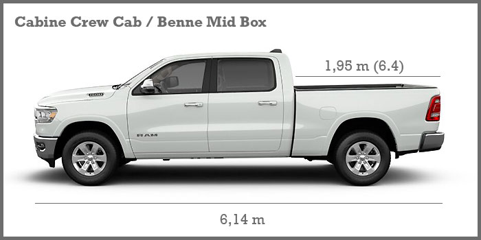 Ram 1500 cabine Crew Cab benne Mid Box